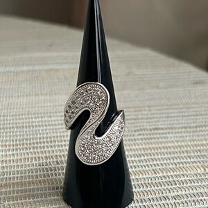 Pavé covered Silver swirl  Women's Ring (size 7)